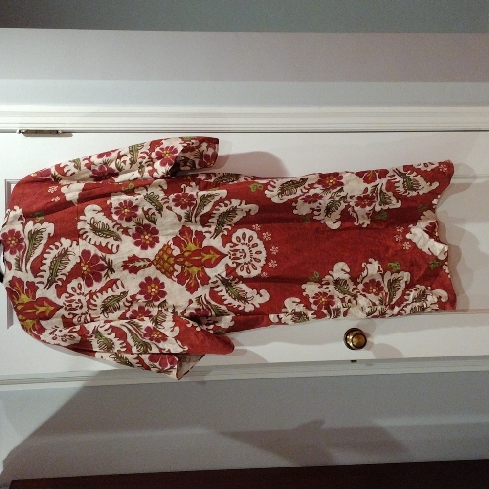 Zara Linen Blend Resort Set Printed Wide Leg Pants XL Tunic Dress M/L Boho - Picture 8 of 17